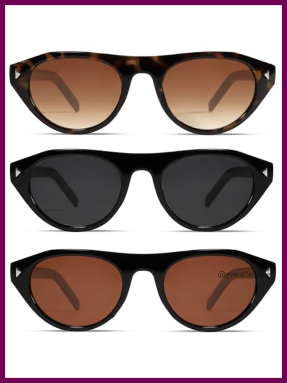 Retro Oval Cat Eye Sunglasses UV400 Full Frame Anti-Glare Lightweight